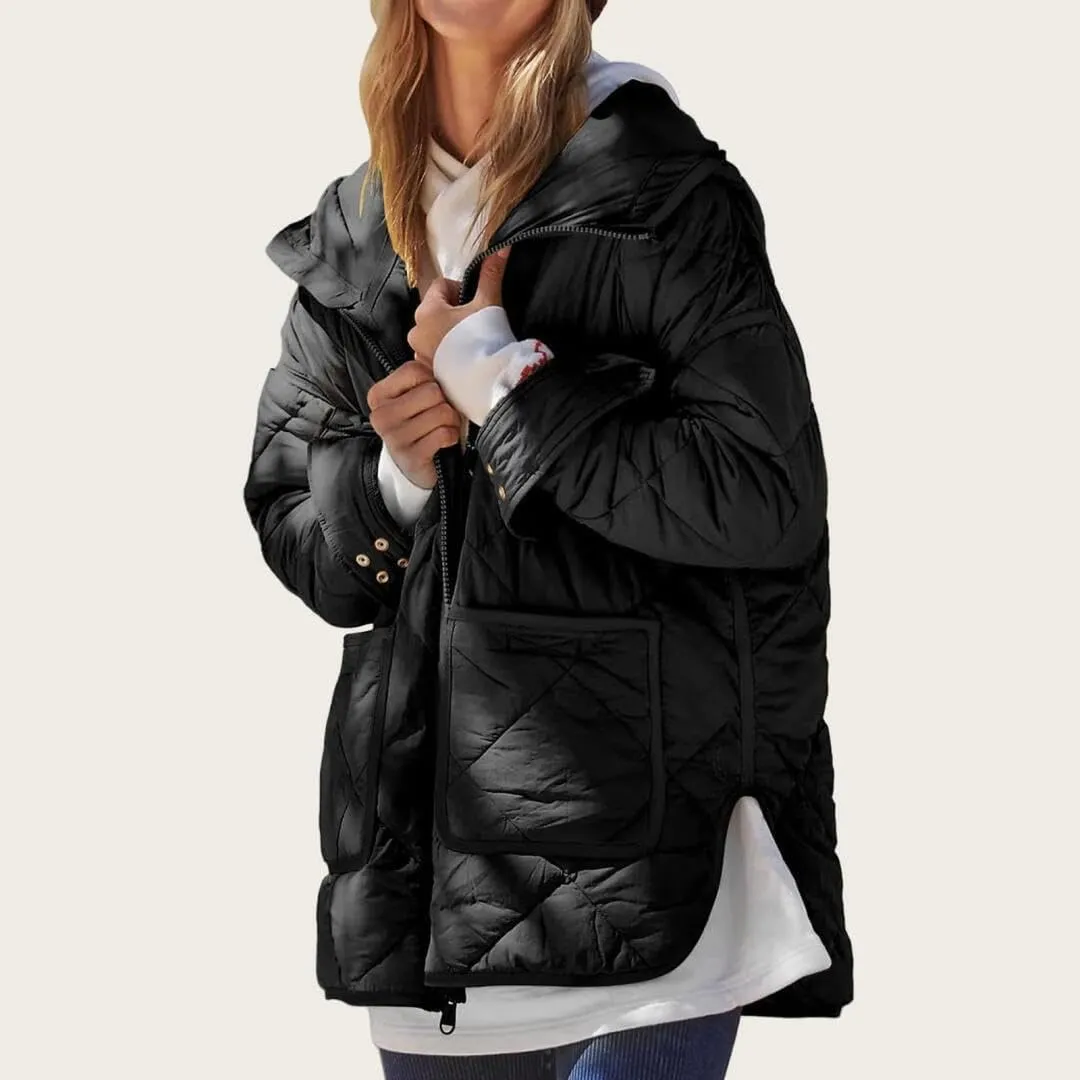 FMCHICO Womens Oversized Hooded Puffer Jacket Quilted Lightweight Soft Comfy Padded Hoodies Coat Warm Winter Coat