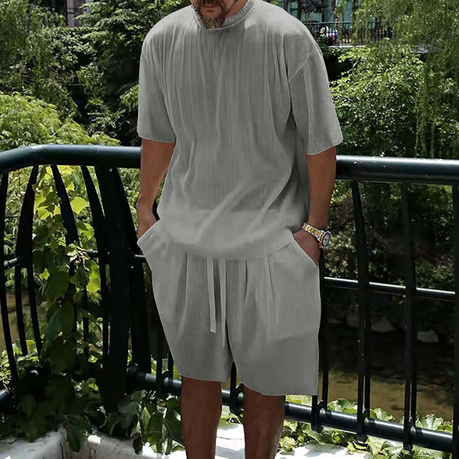 FZVYD Men's 2 Pieces Short Sets Cotton Linen T Shirts Short Sleeve Casual Beach Shorts 2024 Summer Yoga Outfits Tracksuits