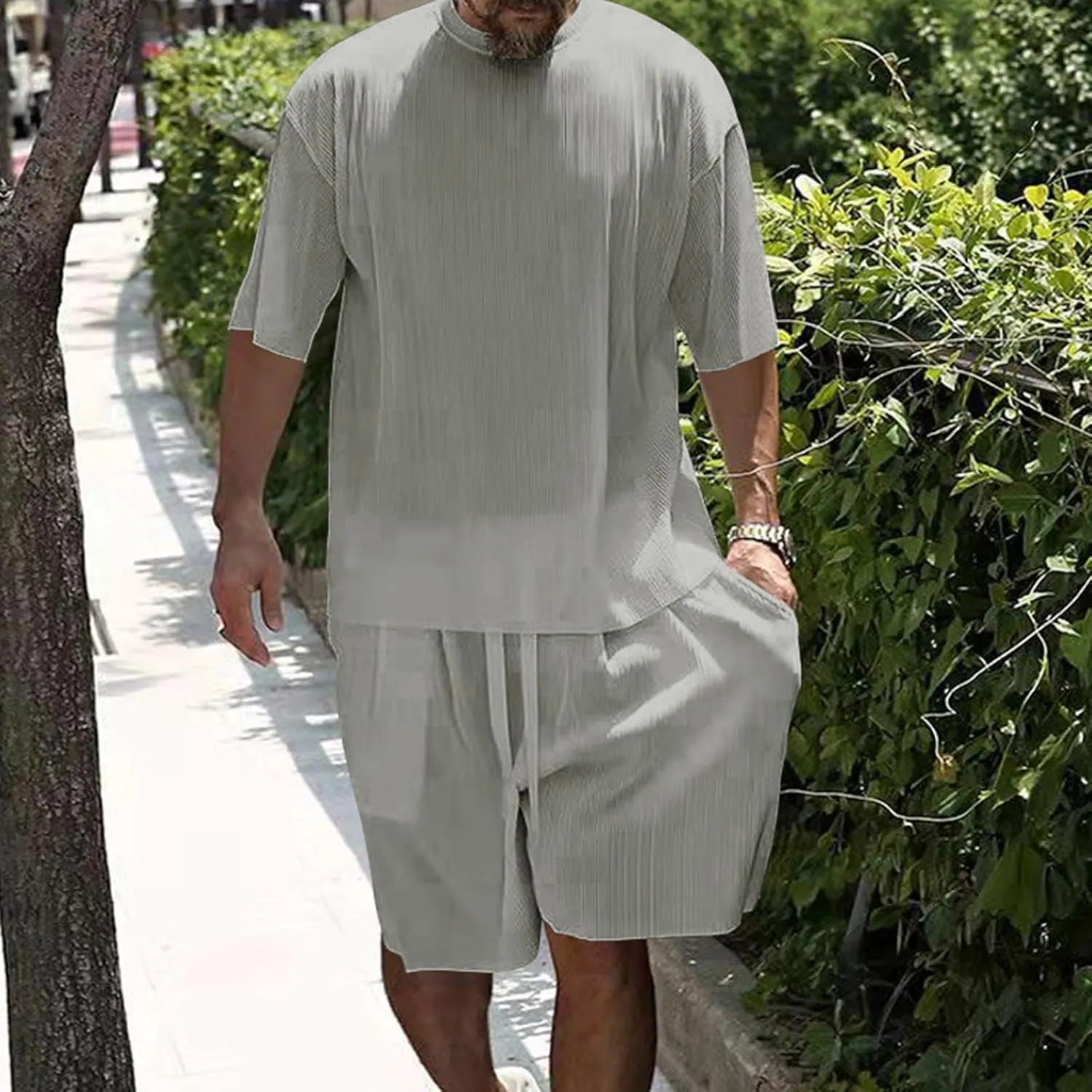 FZVYD Men's 2 Pieces Short Sets Cotton Linen T Shirts Short Sleeve Casual Beach Shorts 2024 Summer Yoga Outfits Tracksuits