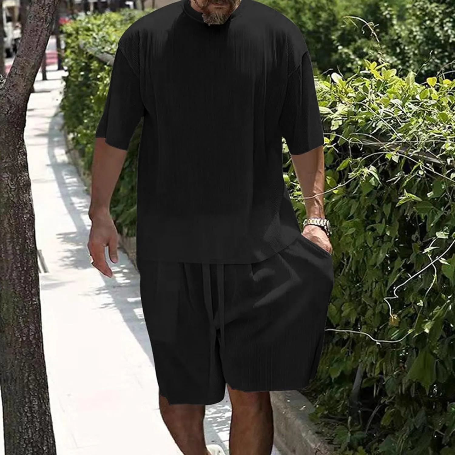 FZVYD Men's 2 Pieces Short Sets Cotton Linen T Shirts Short Sleeve Casual Beach Shorts 2024 Summer Yoga Outfits Tracksuits