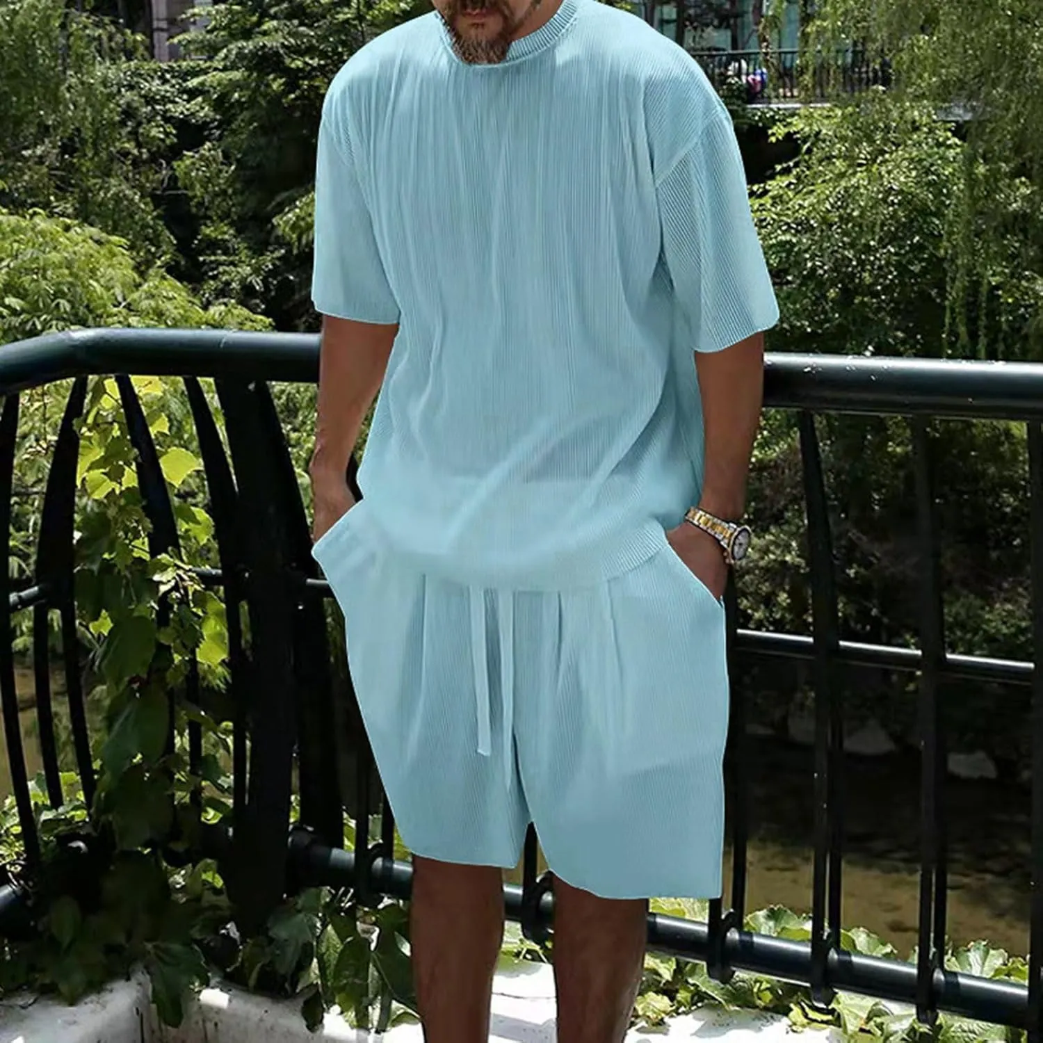 FZVYD Men's 2 Pieces Short Sets Cotton Linen T Shirts Short Sleeve Casual Beach Shorts 2024 Summer Yoga Outfits Tracksuits