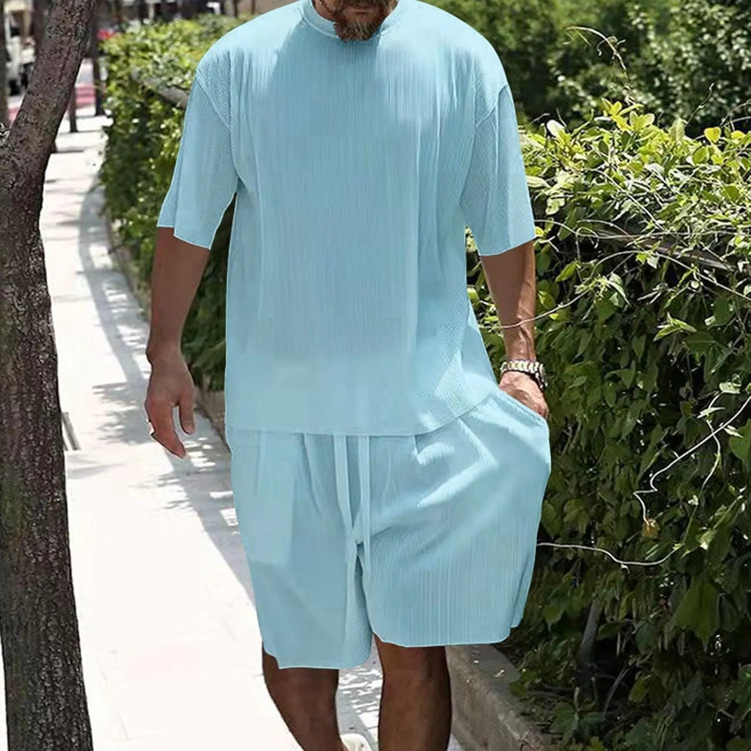 FZVYD Men's 2 Pieces Short Sets Cotton Linen T Shirts Short Sleeve Casual Beach Shorts 2024 Summer Yoga Outfits Tracksuits