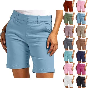 Generic Denim Shorts Women High Waisted Twill Stretch Jean Shorts Casual Summer Trendy Pull On Chinos Petite Lounge Shorts