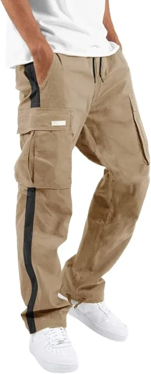 GIERIDUC Men's Cargo Fleece Jogger Sweatpant Mens Pajama Pants Long Length Men's Khaki Corduroy Pants Mens Outdoor Work Pants
