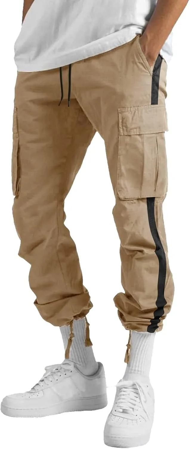 GIERIDUC Men's Cargo Fleece Jogger Sweatpant Mens Pajama Pants Long Length Men's Khaki Corduroy Pants Mens Outdoor Work Pants