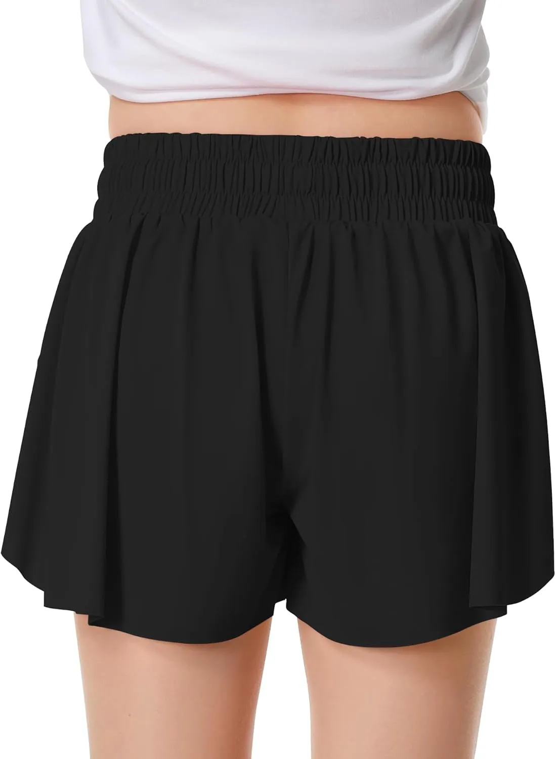 Girls Flowy Shorts Butterfly Shorts for Kids with Pocket 2-in-1 Athletic Shorts Running Shorts for Girls