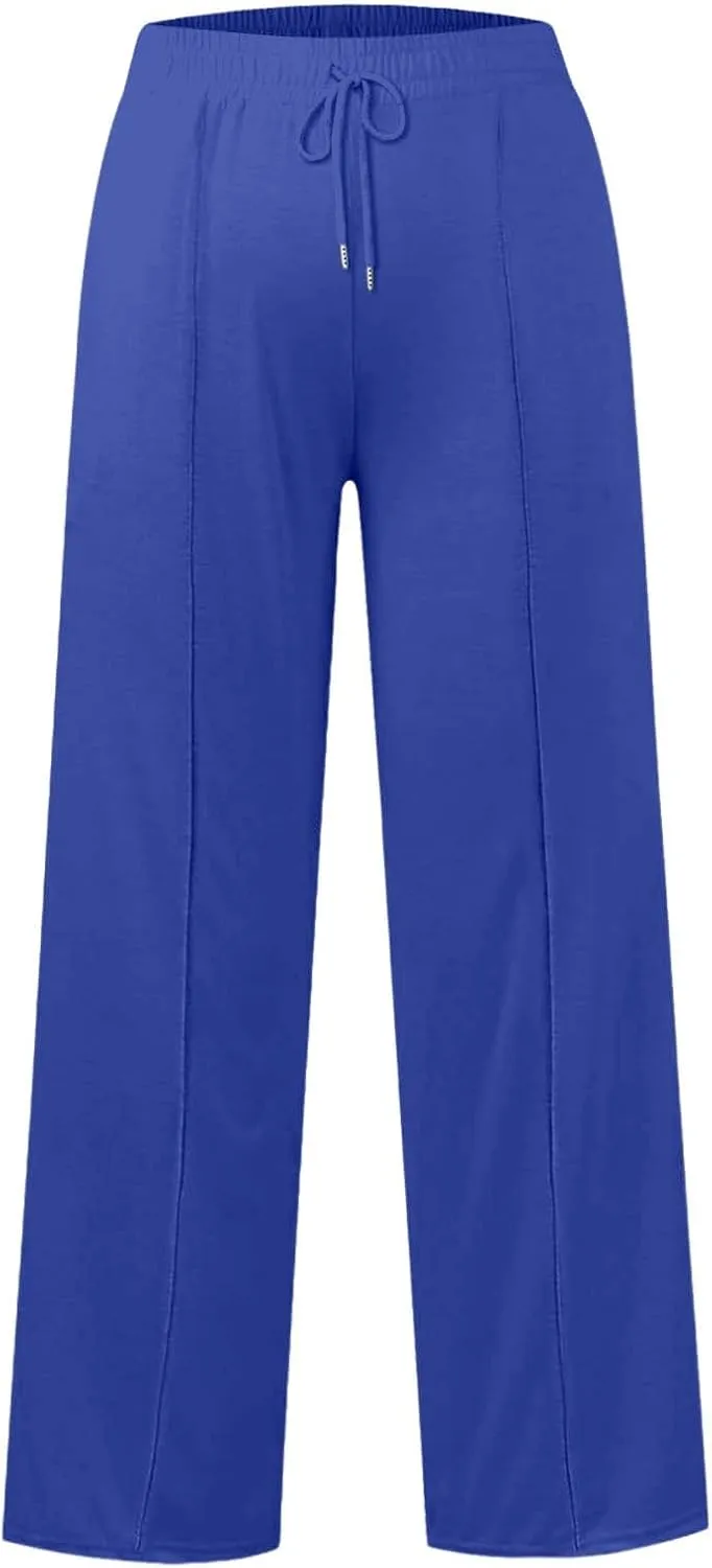 Girls High Waisted Uniform Capri Pants Kids Wide Leg Pant Trouser Drawstring Straight Clothes Cropped Baggy Trouser