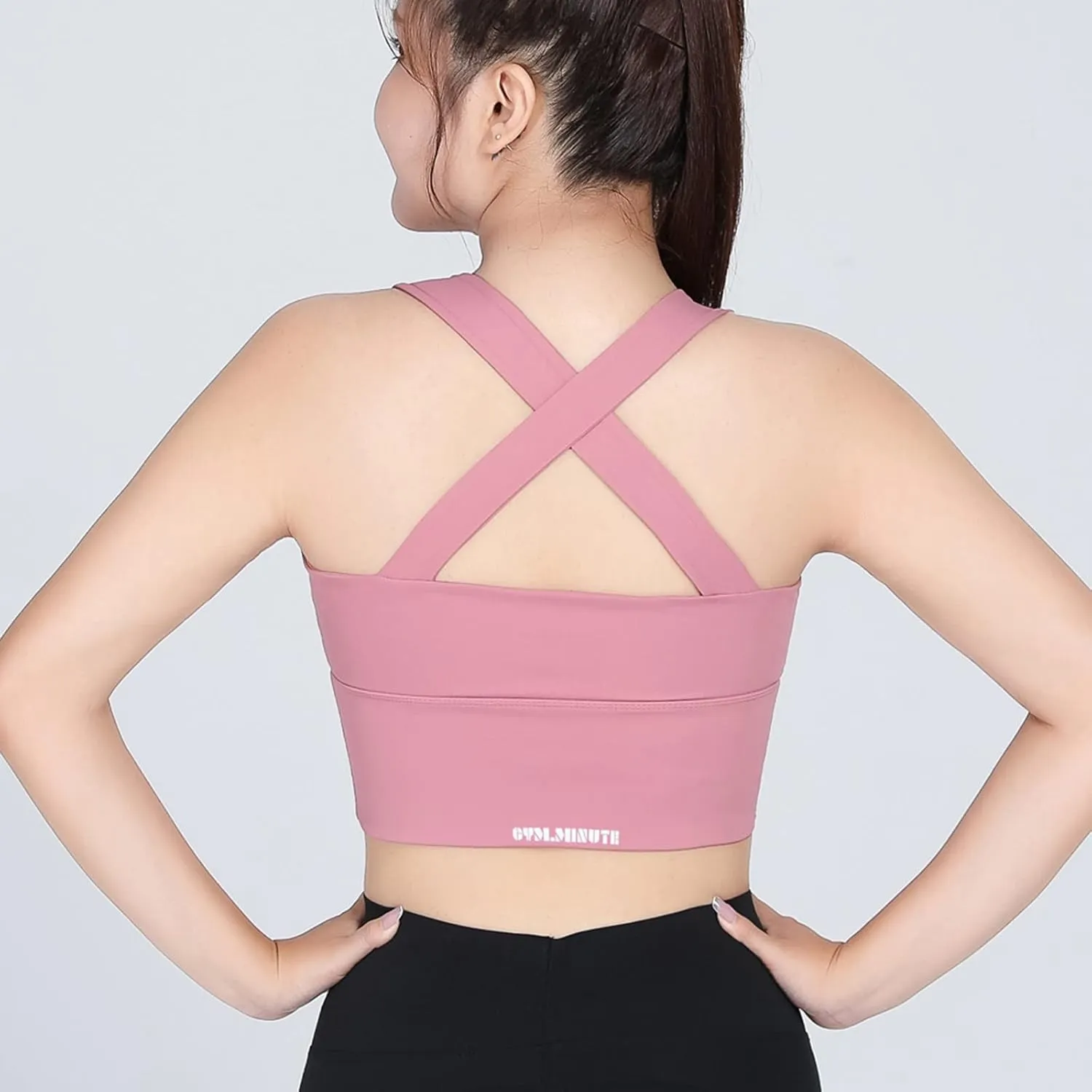 HGps8w Front Zip Clouse Sports Bra for Women Plus Size High Support Longline Padded Wireless Yoga Gym Workout Crop Tank Tops