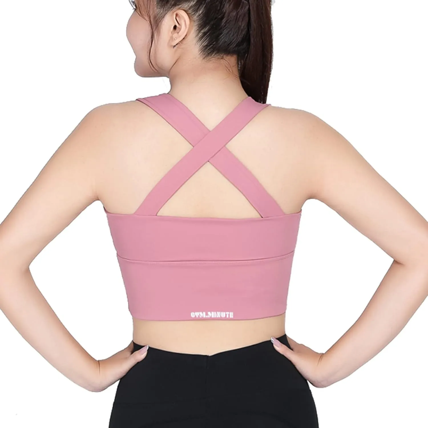HGps8w Front Zip Clouse Sports Bra for Women Plus Size High Support Longline Padded Wireless Yoga Gym Workout Crop Tank Tops