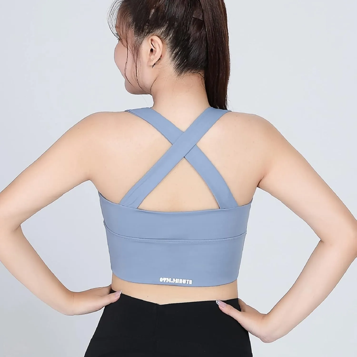 HGps8w Front Zip Clouse Sports Bra for Women Plus Size High Support Longline Padded Wireless Yoga Gym Workout Crop Tank Tops
