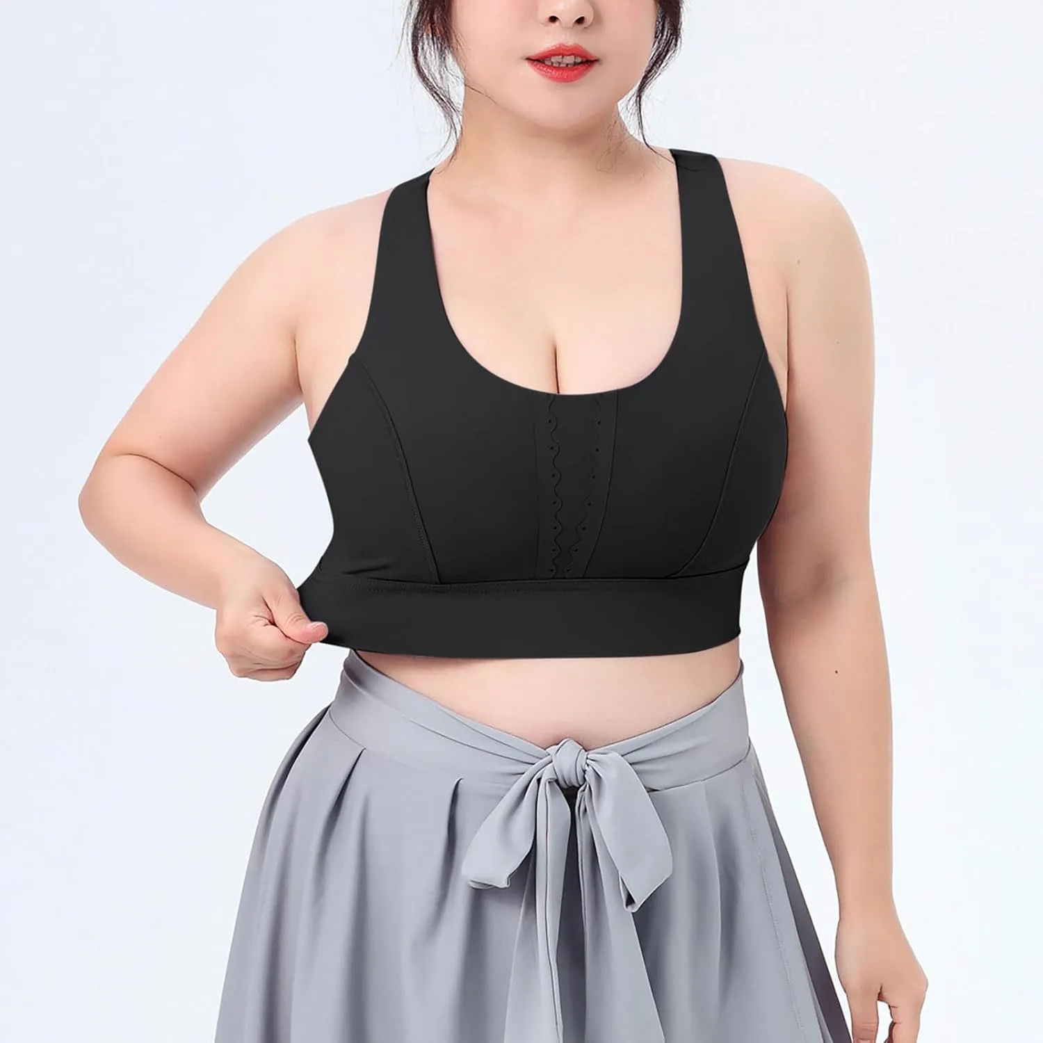 HGps8w Plus Size Sports Bras for Women Cross Back High Support Sleeveless Yoga Tank Tops Fitness Workout Running Crop Tops