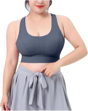 HGps8w Plus Size Sports Bras for Women Cross Back High Support Sleeveless Yoga Tank Tops Fitness Workout Running Crop Tops