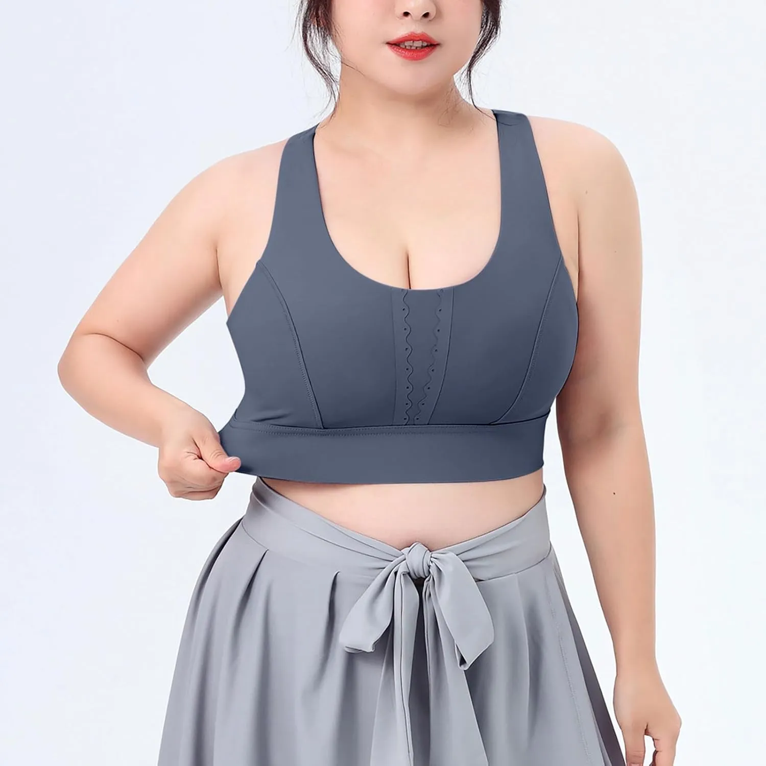 HGps8w Plus Size Sports Bras for Women Cross Back High Support Sleeveless Yoga Tank Tops Fitness Workout Running Crop Tops