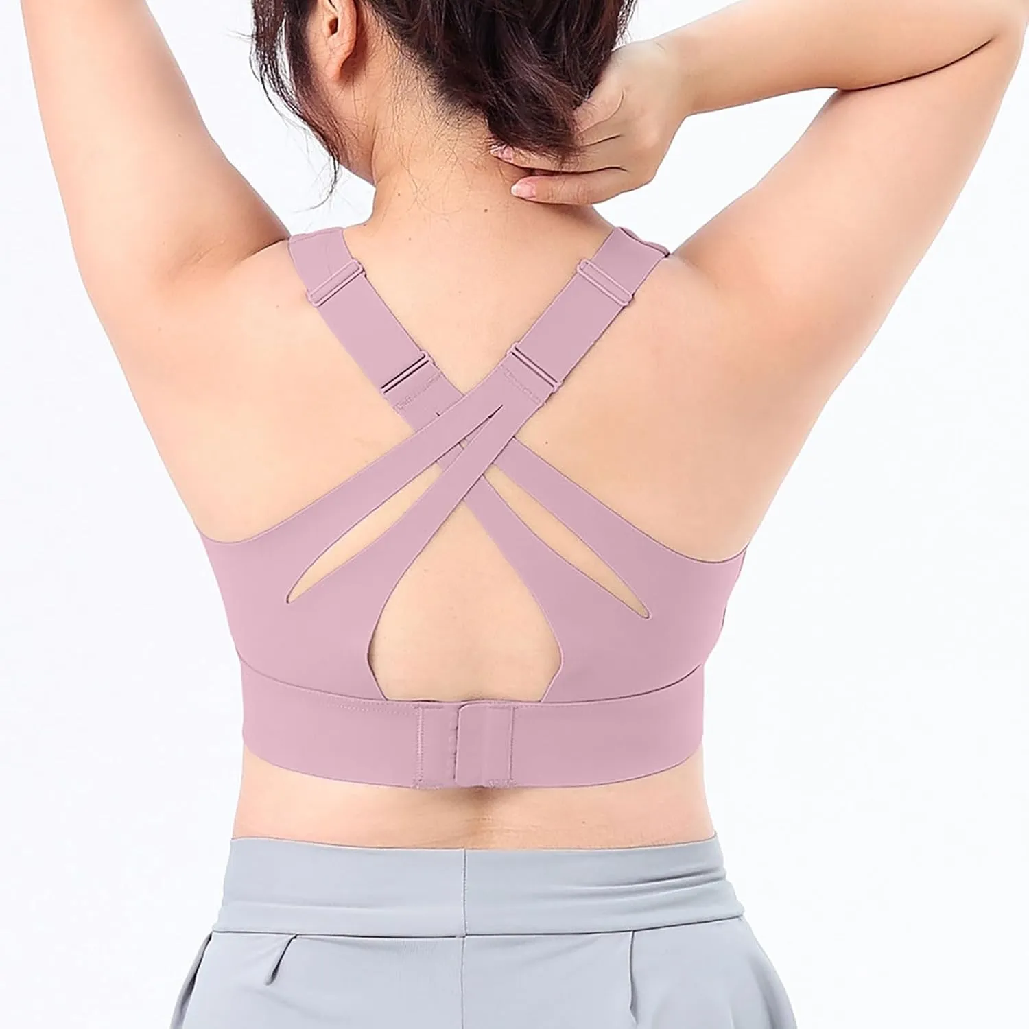 HGps8w Plus Size Sports Bras for Women Cross Back High Support Sleeveless Yoga Tank Tops Fitness Workout Running Crop Tops