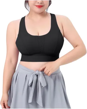 HGps8w Plus Size Sports Bras for Women Cross Back High Support Sleeveless Yoga Tank Tops Fitness Workout Running Crop Tops