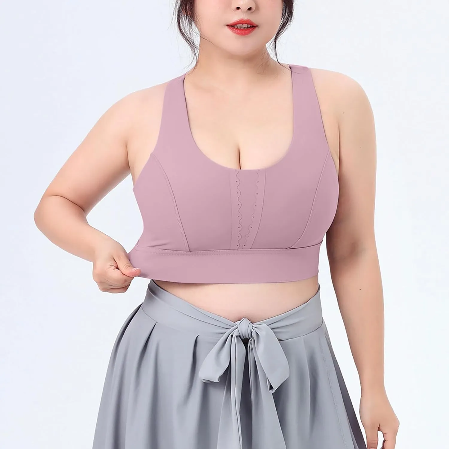 HGps8w Plus Size Sports Bras for Women Cross Back High Support Sleeveless Yoga Tank Tops Fitness Workout Running Crop Tops
