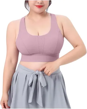 HGps8w Plus Size Sports Bras for Women Cross Back High Support Sleeveless Yoga Tank Tops Fitness Workout Running Crop Tops