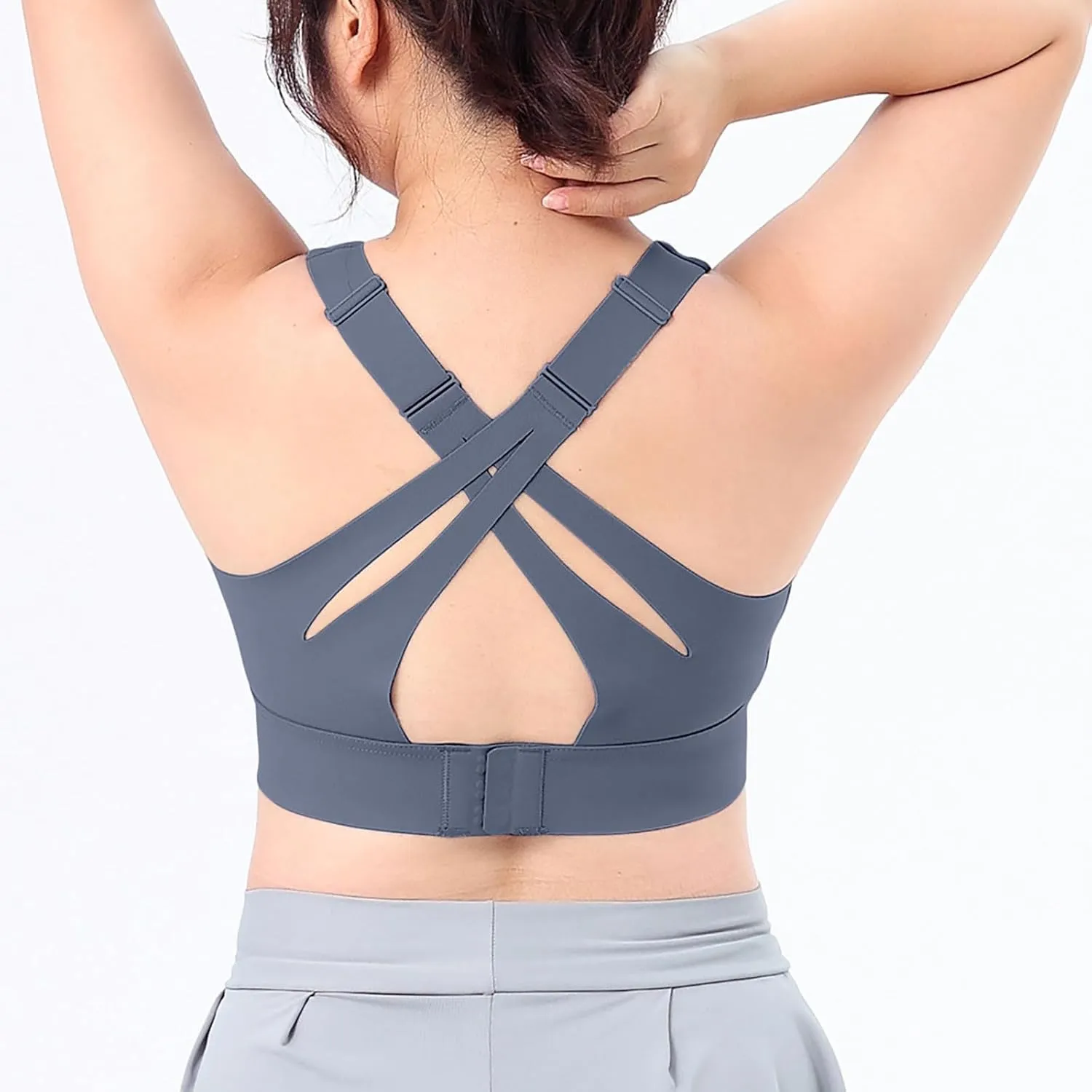 HGps8w Plus Size Sports Bras for Women Cross Back High Support Sleeveless Yoga Tank Tops Fitness Workout Running Crop Tops