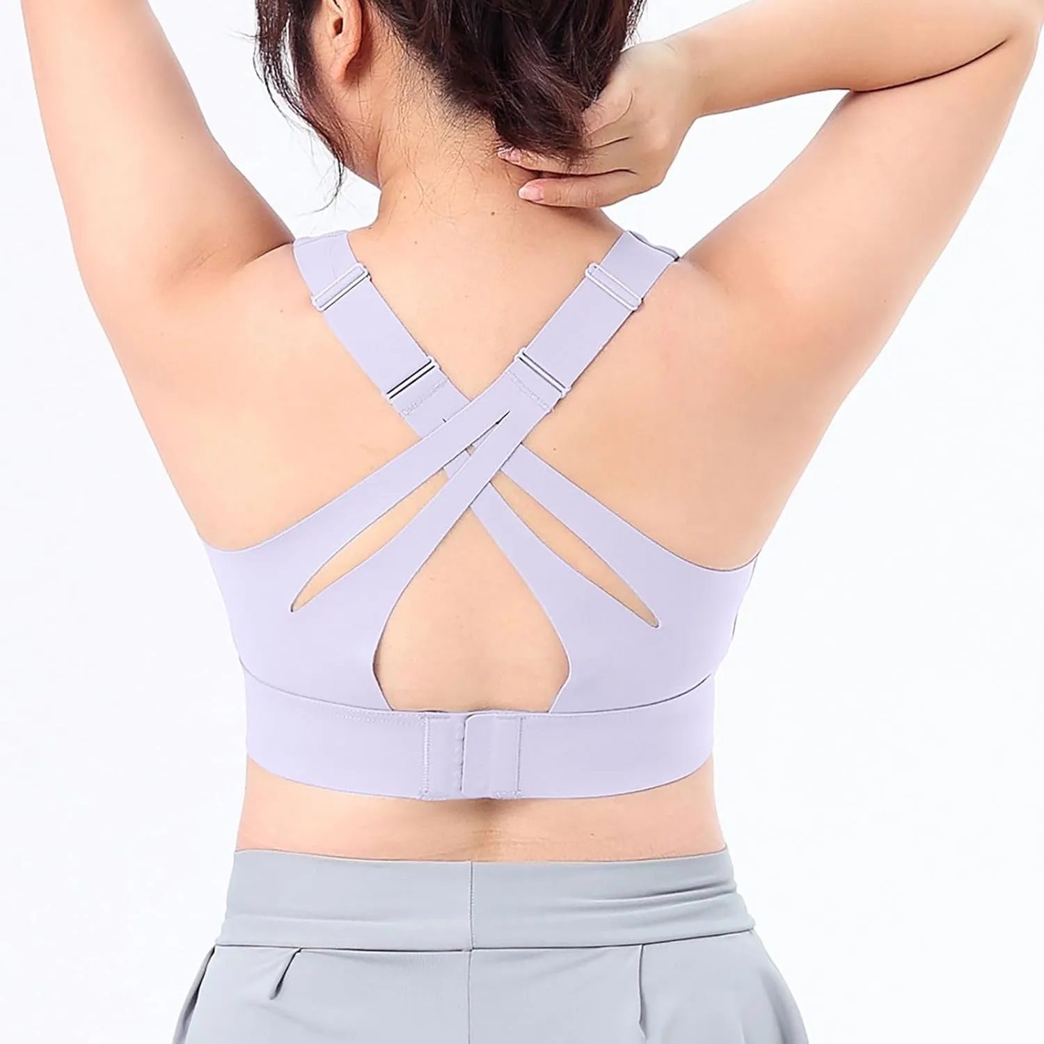 HGps8w Plus Size Sports Bras for Women Cross Back High Support Sleeveless Yoga Tank Tops Fitness Workout Running Crop Tops