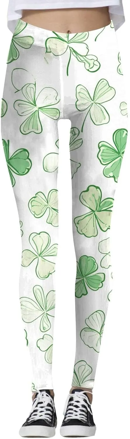 High Waist Tummy Control Graphic Leggings for Women Casual Compression Exercise Tights Ultra Soft Floral Yoga Pants