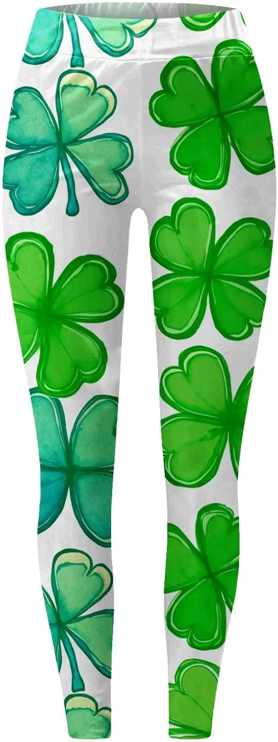 High Waist Tummy Control Graphic Leggings for Women Casual Compression Exercise Tights Ultra Soft Floral Yoga Pants