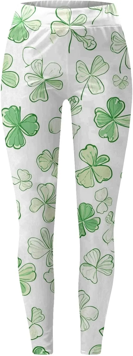 High Waist Tummy Control Graphic Leggings for Women Casual Compression Exercise Tights Ultra Soft Floral Yoga Pants
