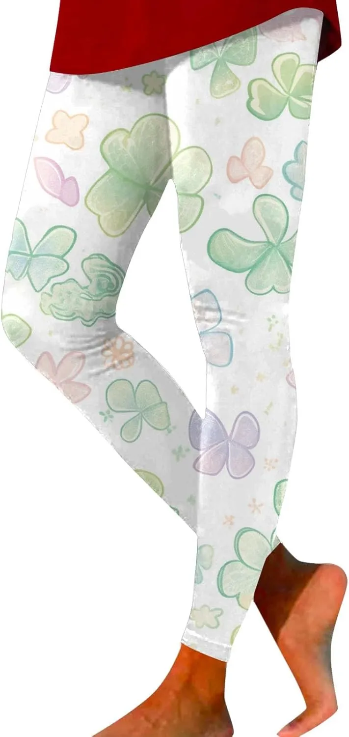 High Waist Tummy Control Graphic Leggings for Women Casual Compression Exercise Tights Ultra Soft Floral Yoga Pants