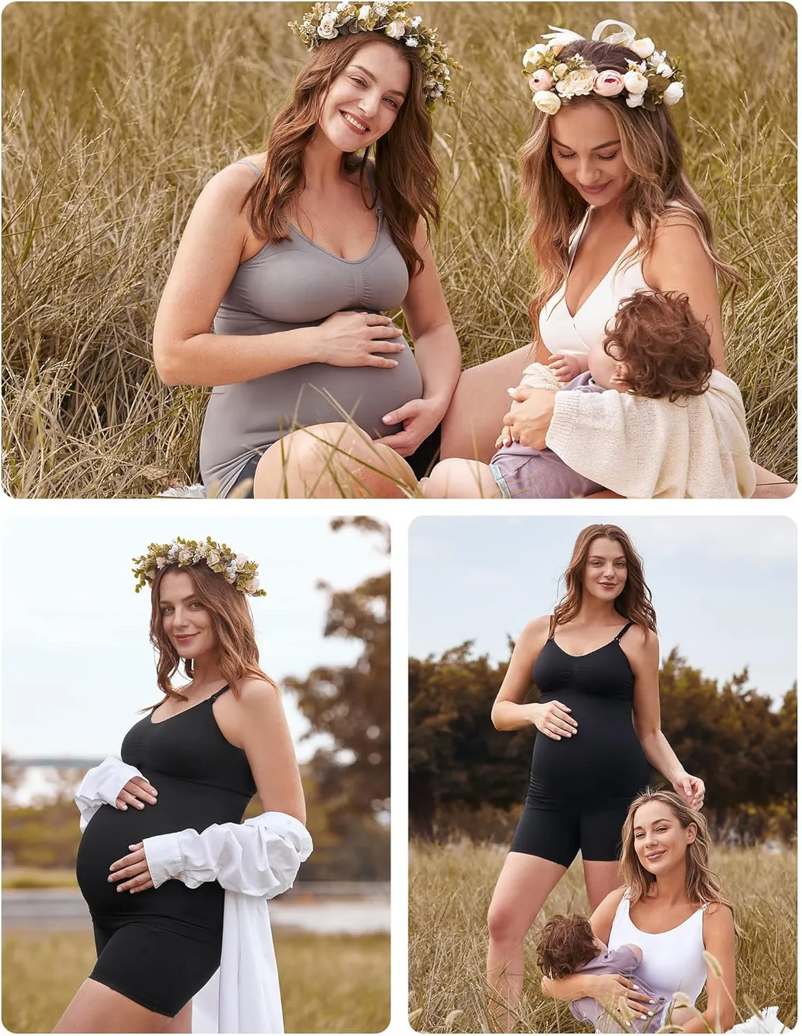 HOFISH Support Nursing Tank Tops for Breastfeeding, Comfort Stretch Maternity Camisoles with Built in Bra
