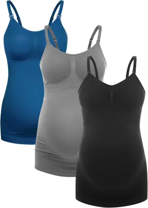 HOFISH Support Nursing Tank Tops for Breastfeeding, Comfort Stretch Maternity Camisoles with Built in Bra