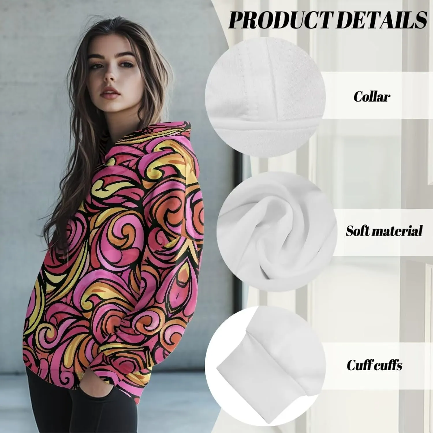 Horeset Women Hoodies Plus Size Long Sleeve Hooded Sweatshirt Trendy Sportswear for Vacation Exercise Wear