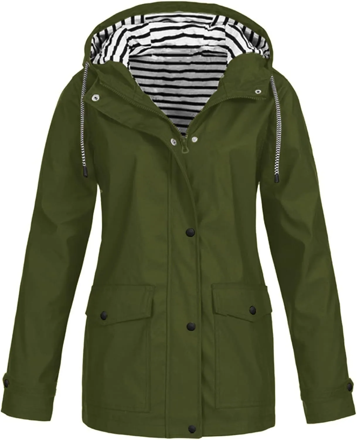 JIDDO Raincoat for Women, Womens Fall Windproof Lightweight Waterproof Rain Jackets Zip Up Outdoor Hooded Windbreaker