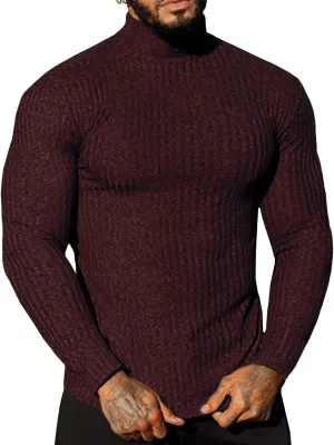 JoZorro Mens Mock Neck T Shirts Pullover High Neck Turtleneck Premium Cotton Long Sleeve Sweaters for Men