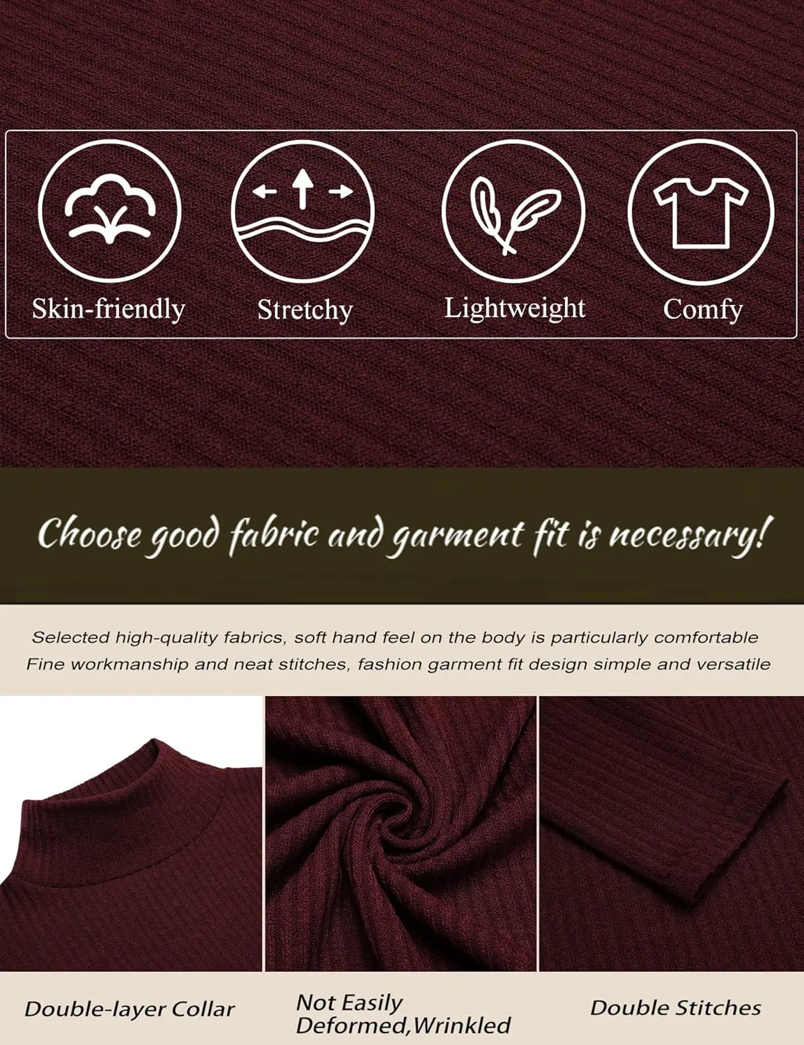 JoZorro Mens Mock Neck T Shirts Pullover High Neck Turtleneck Premium Cotton Long Sleeve Sweaters for Men