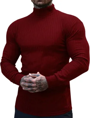 JoZorro Mens Mock Neck T Shirts Pullover High Neck Turtleneck Premium Cotton Long Sleeve Sweaters for Men