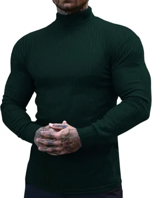 JoZorro Mens Mock Neck T Shirts Pullover High Neck Turtleneck Premium Cotton Long Sleeve Sweaters for Men