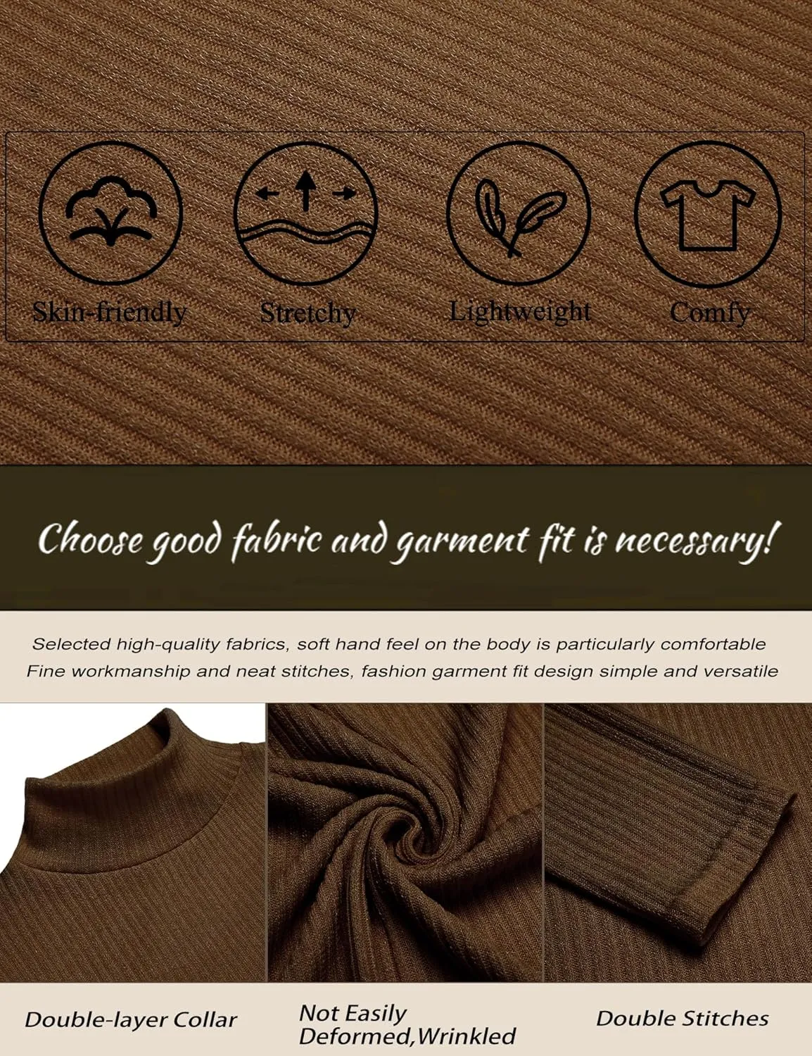 JoZorro Mens Mock Neck T Shirts Pullover High Neck Turtleneck Premium Cotton Long Sleeve Sweaters for Men