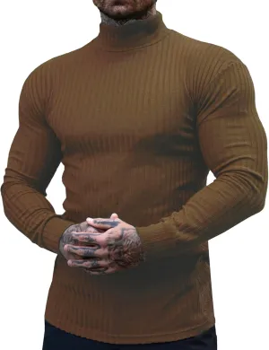 JoZorro Mens Mock Neck T Shirts Pullover High Neck Turtleneck Premium Cotton Long Sleeve Sweaters for Men