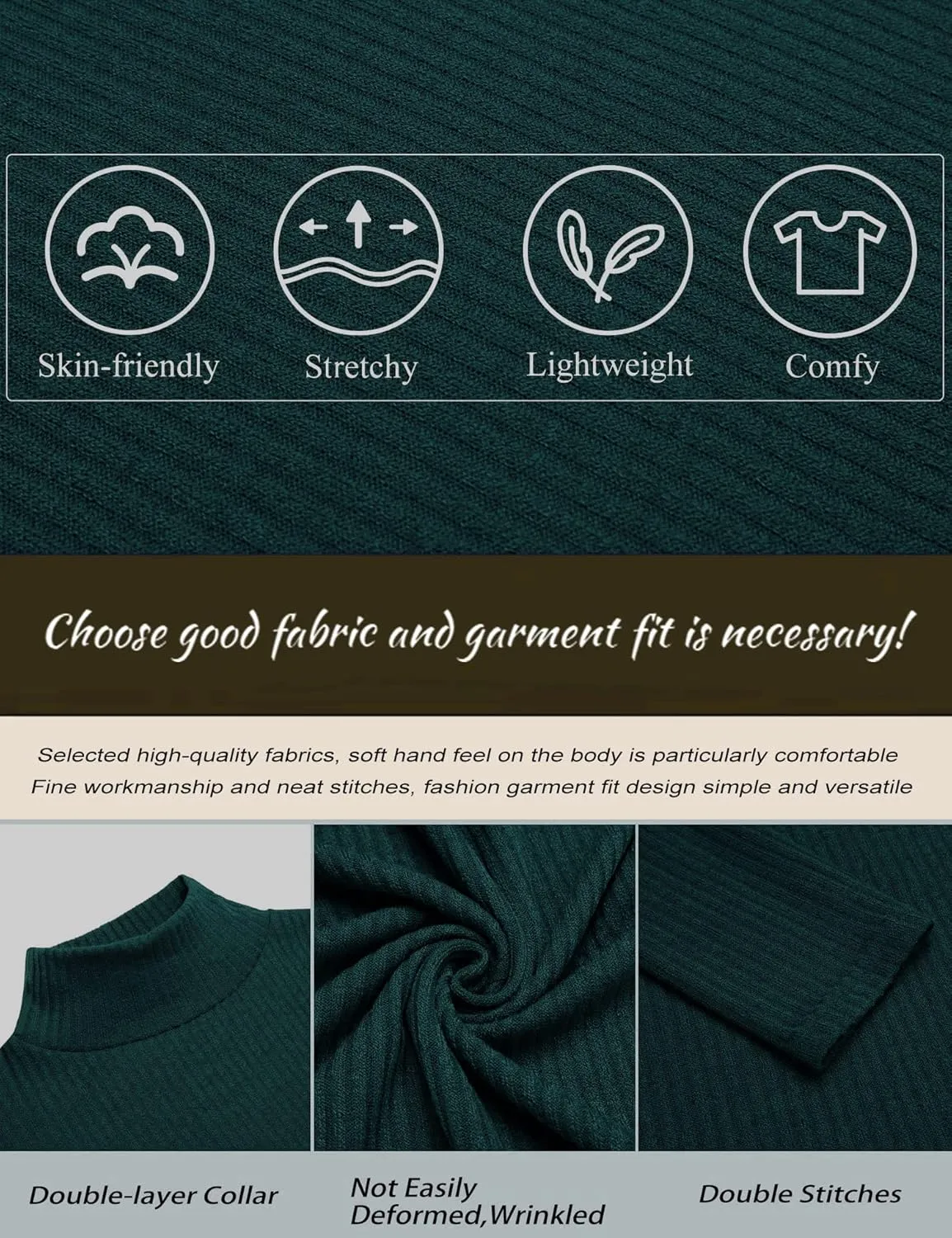 JoZorro Mens Mock Neck T Shirts Pullover High Neck Turtleneck Premium Cotton Long Sleeve Sweaters for Men