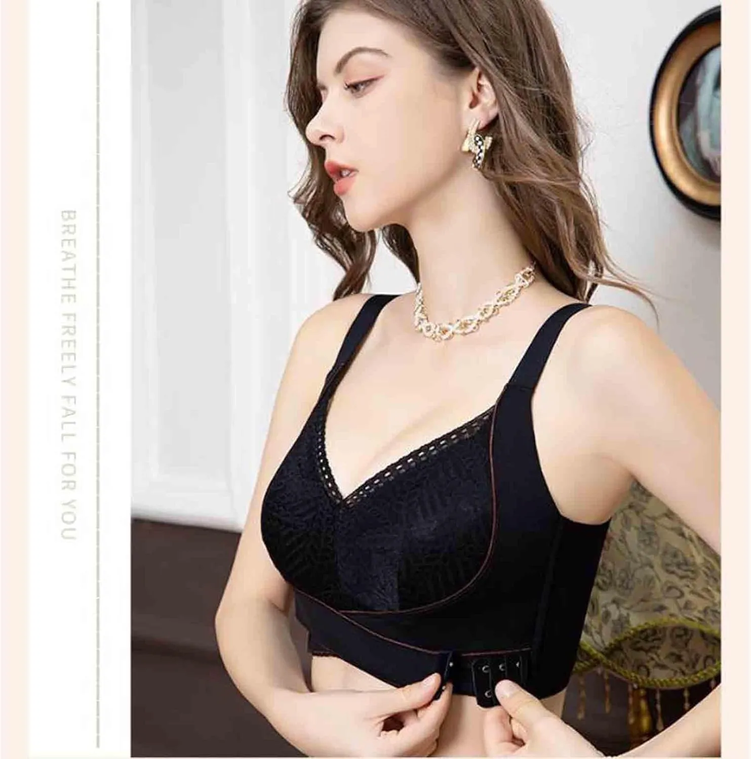 Kendally Bra, Kendally Comfy Corset Bra Front Cross Side Buckle Lace Bras Wireless Slim and Shape Bra for Older Women