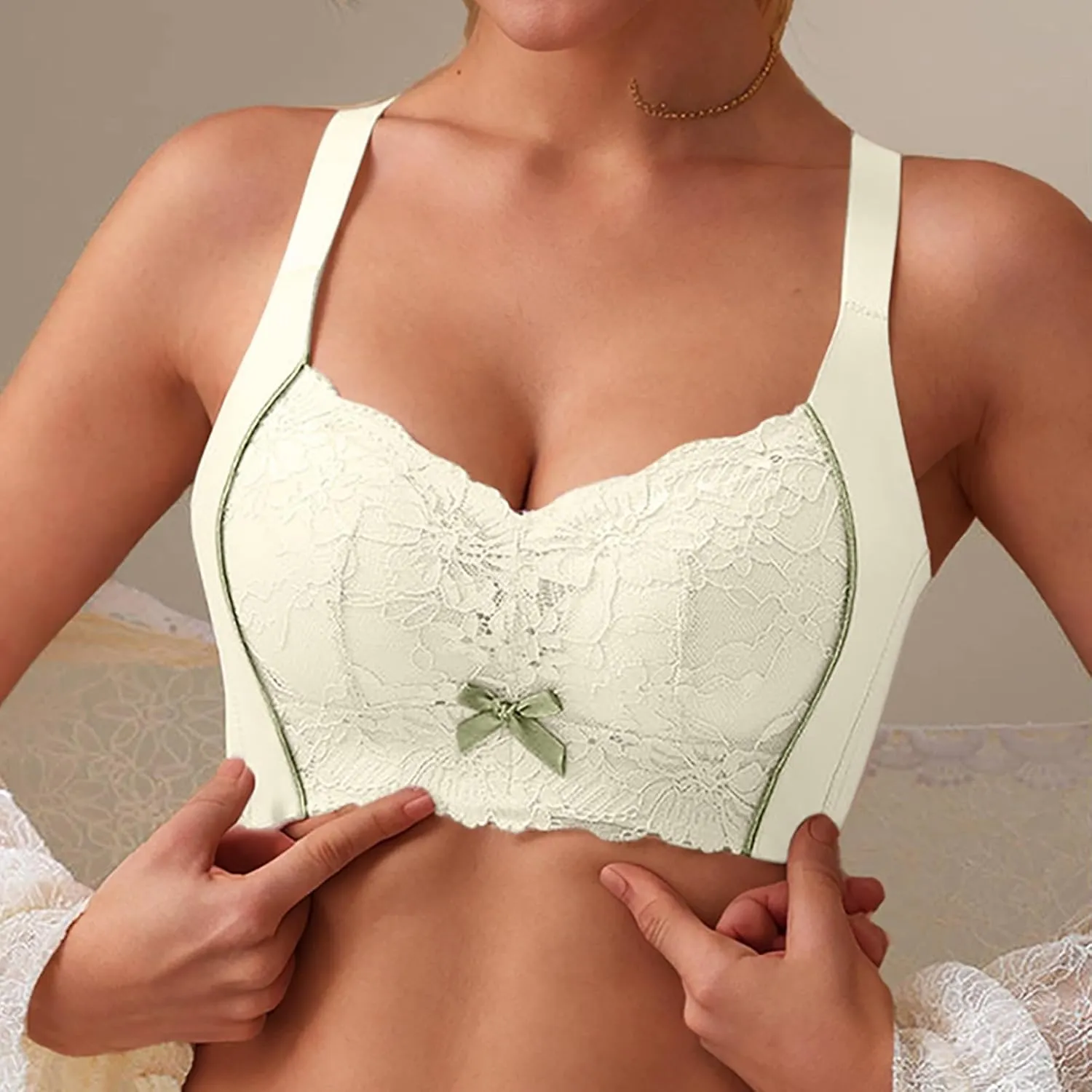 Lace Bralettes for Women Push Up Lace Bras No Underwire Supportive Padded Bras Wireless Everyday Bras Daily Wear