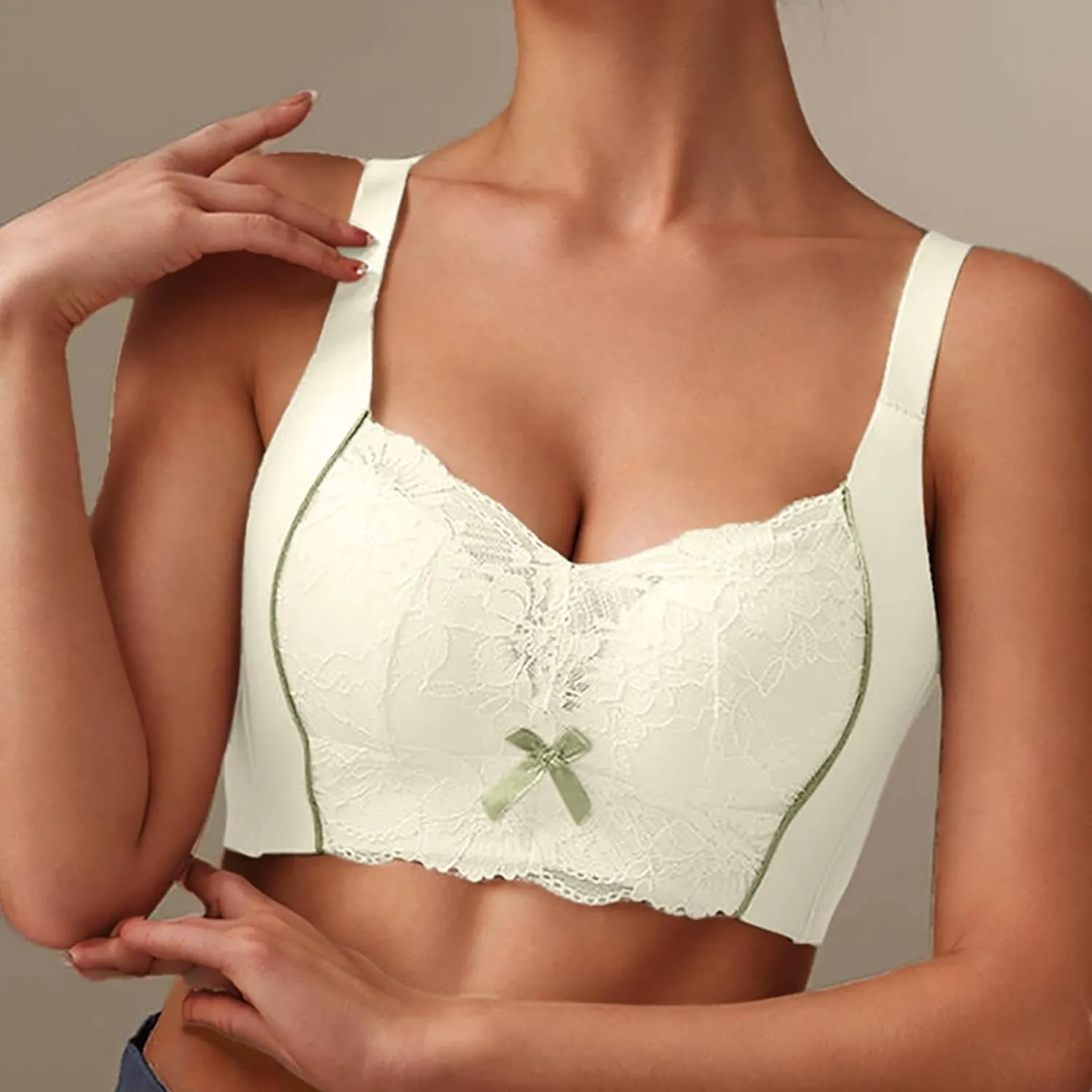 Lace Bralettes for Women Push Up Lace Bras No Underwire Supportive Padded Bras Wireless Everyday Bras Daily Wear