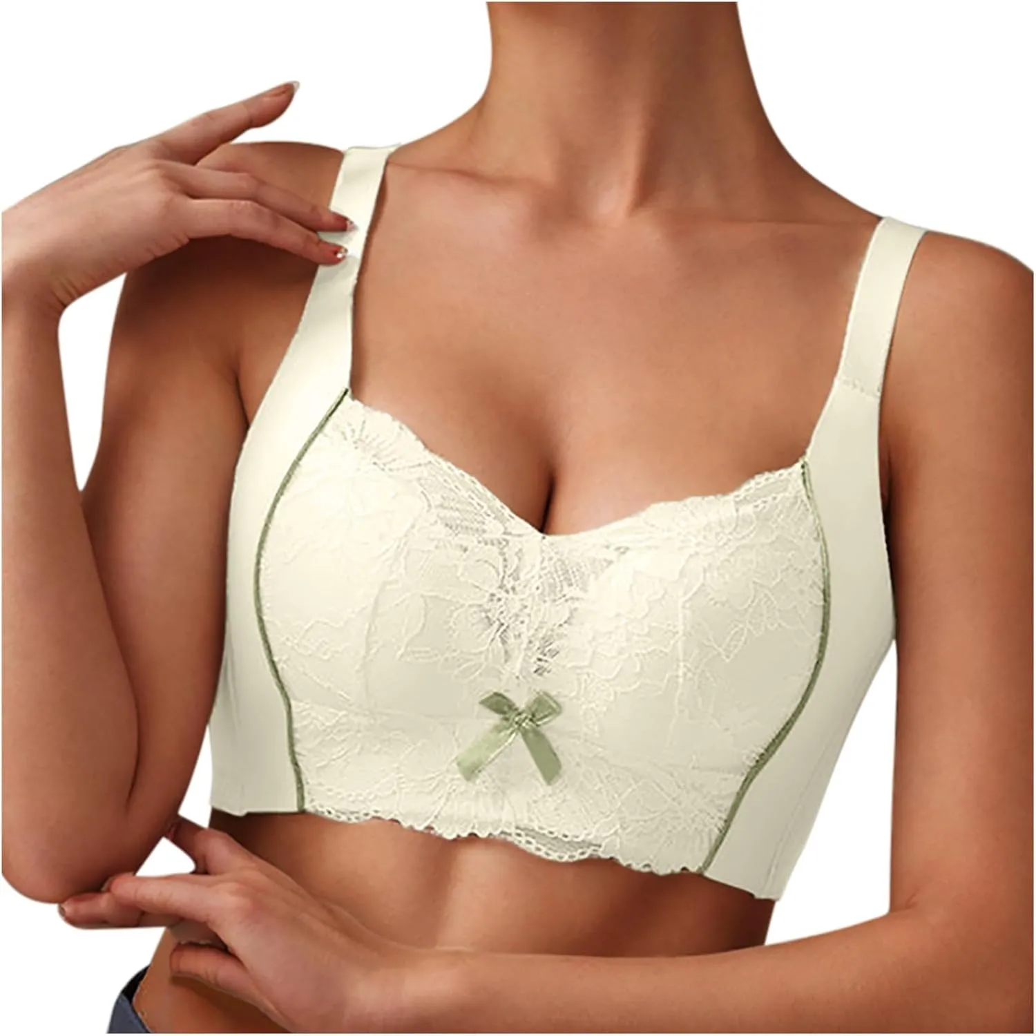 Lace Bralettes for Women Push Up Lace Bras No Underwire Supportive Padded Bras Wireless Everyday Bras Daily Wear