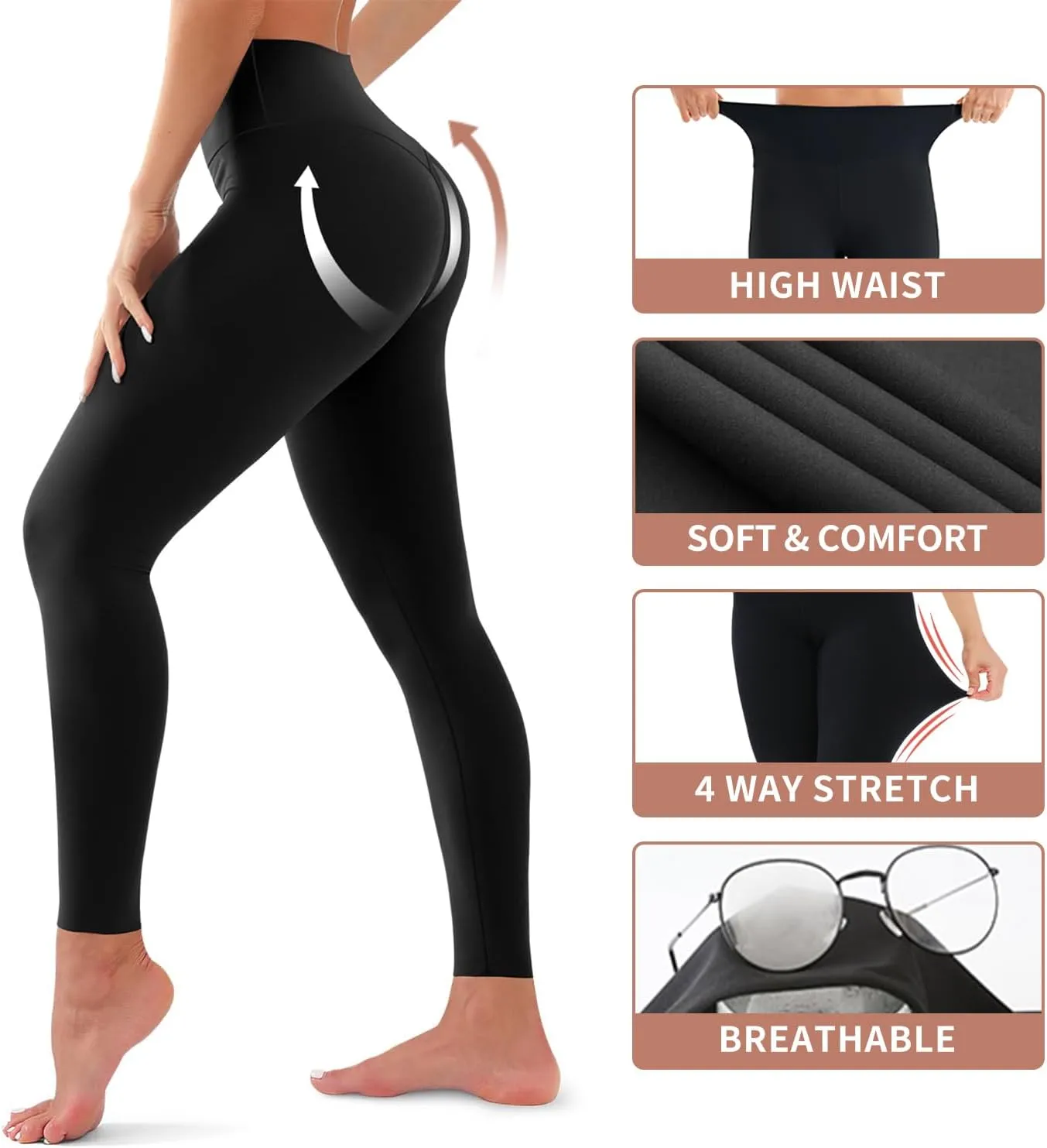 Leggings for Women - High Waisted Full Length Buttery Soft Yoga Pants for Workout Athletic Daily