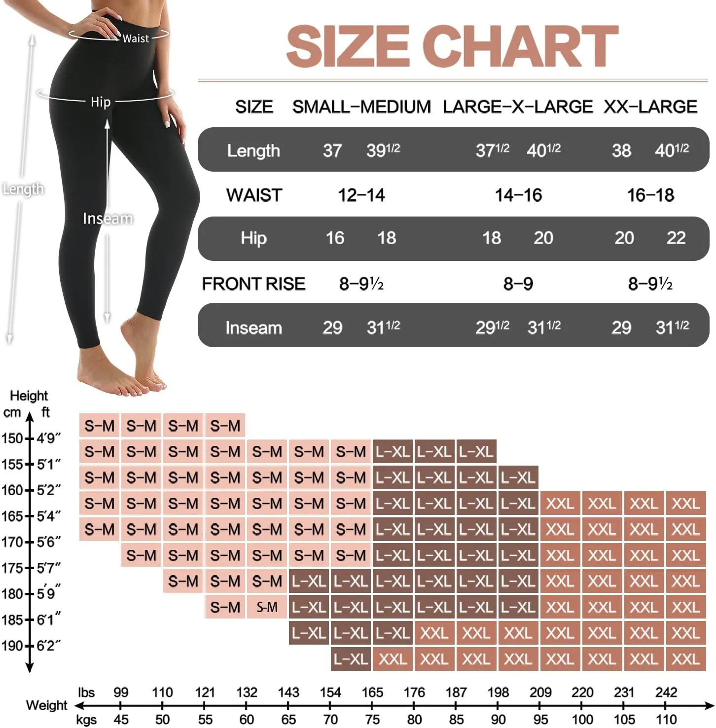 Leggings for Women - High Waisted Full Length Buttery Soft Yoga Pants for Workout Athletic Daily