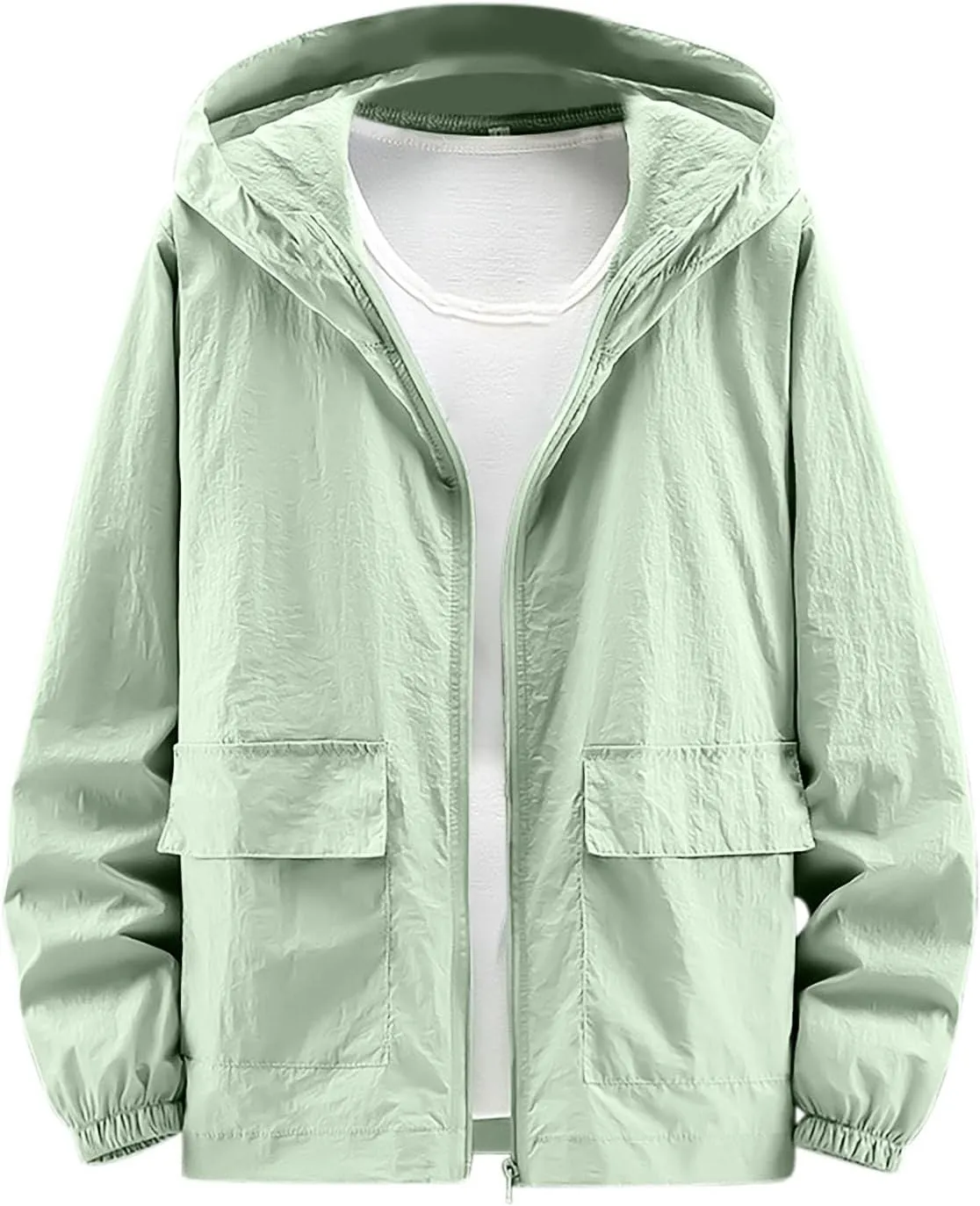 Lightweight Jackets for Men Sun Protection UPF 50  Shirts Solid Color Full Zipper Comfort Rash Guard Cooling Hoodies