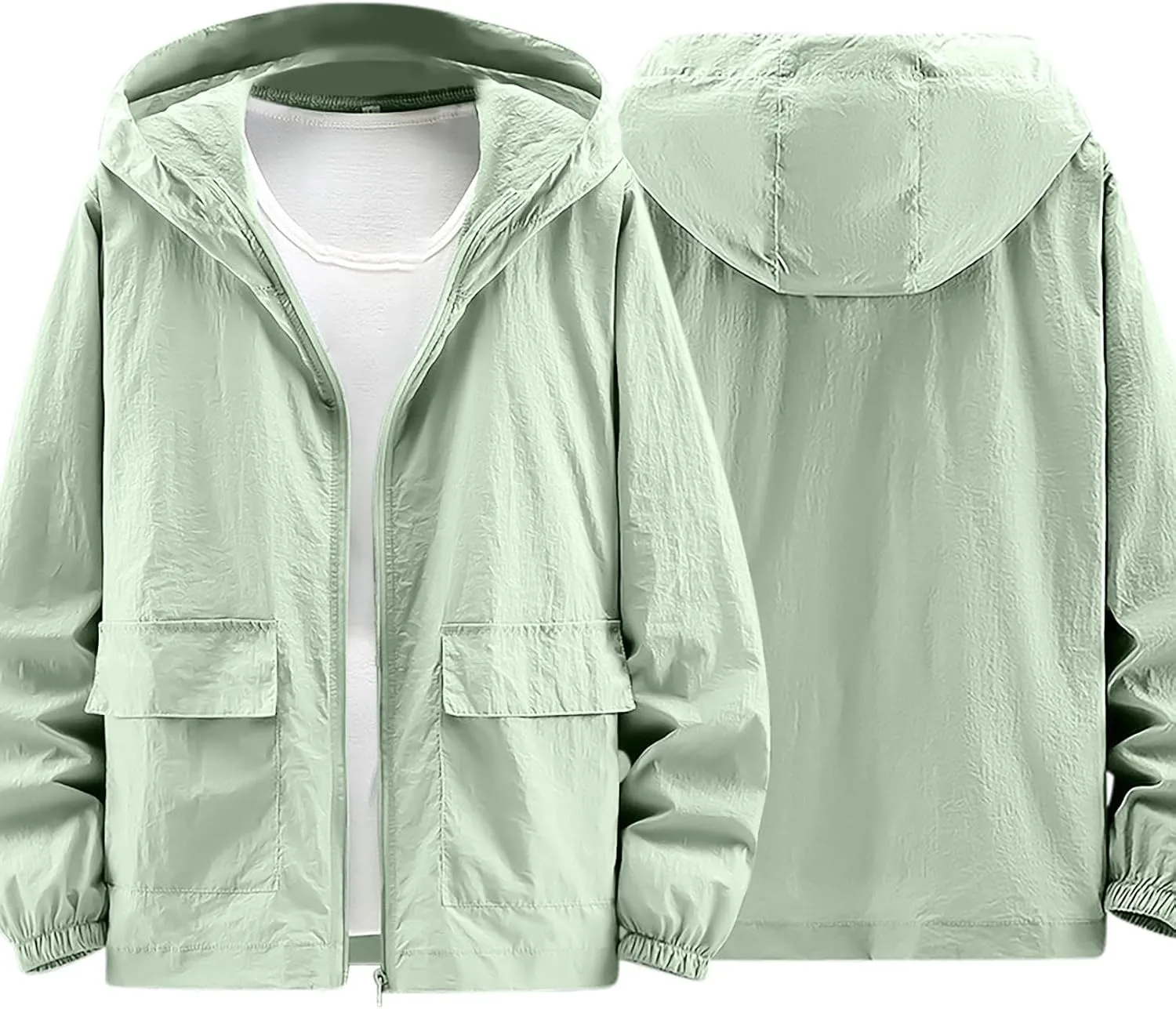 Lightweight Jackets for Men Sun Protection UPF 50  Shirts Solid Color Full Zipper Comfort Rash Guard Cooling Hoodies