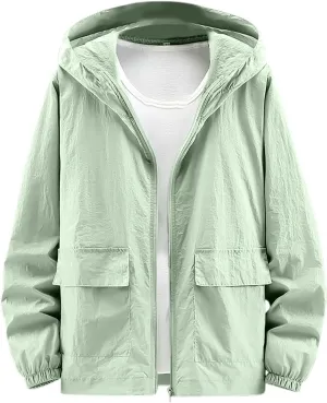 Lightweight Jackets for Men Sun Protection UPF 50  Shirts Solid Color Full Zipper Comfort Rash Guard Cooling Hoodies