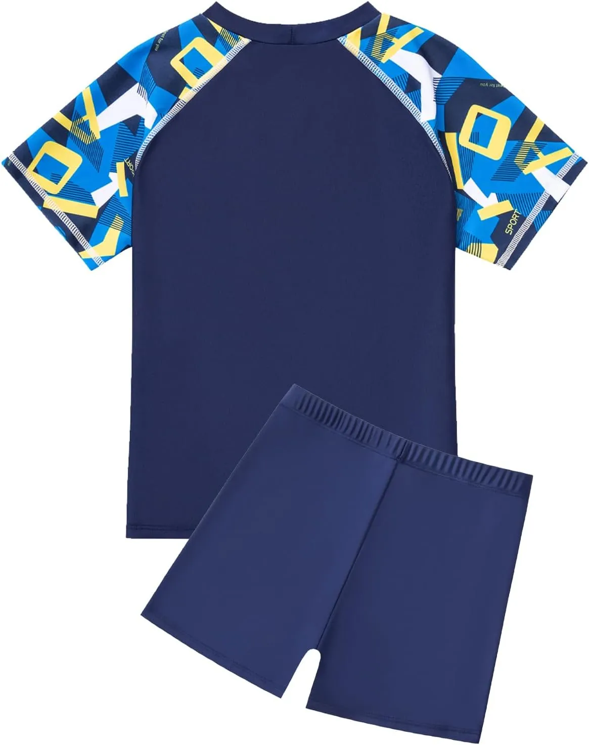 Little Boys' Rash Guard Sets Short Sleeve Shirts Swim Trunks Swimsuit Bathing Set 2pc 4-12Years