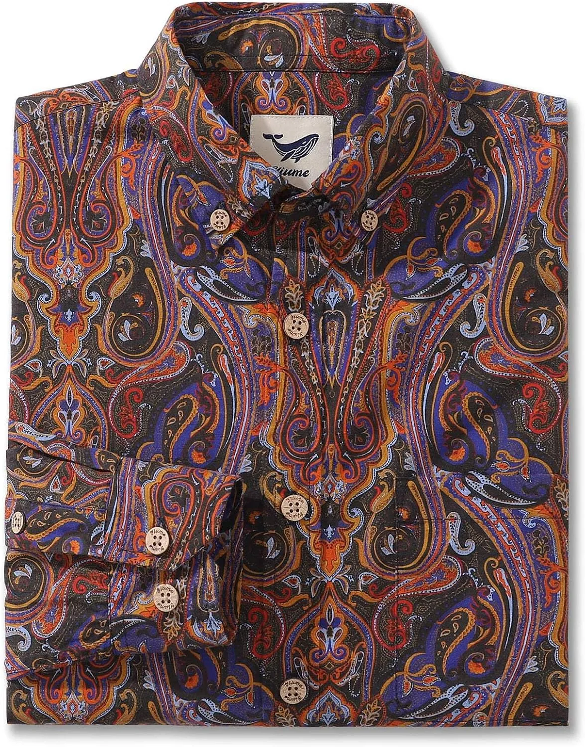 Long Sleeve Hawaiian Shirt for Men Casual Floral Button Down Aloha Shirts Tropical Beach Shirt