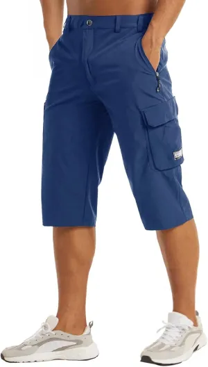 MAGCOMSEN Active Shorts for Men Gym Shorts Hiking Long Shorts Below Knee Summer Shorts Workout Shorts Running Shorts 3/4 Shorts Golf Shorts for Men Royal Blue